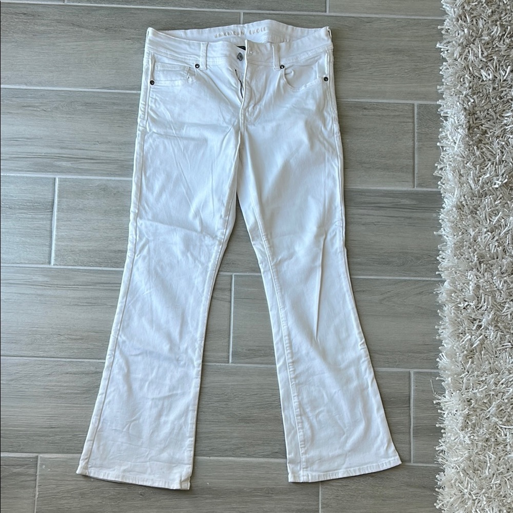 American Eagle Outfitters White Flare Wide Leg Jeans